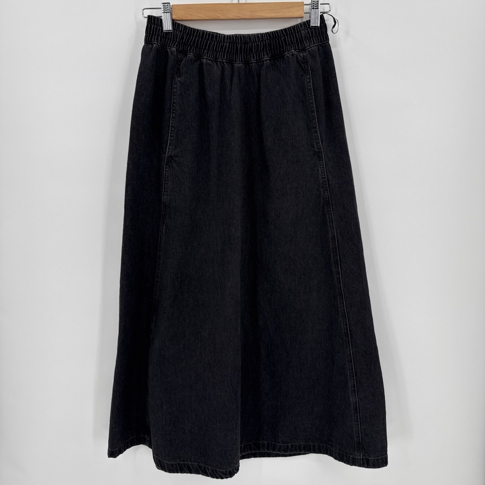 Uniqlo U Womens Dark Gray Denim Drawstring Skirt Size XS Capsule Wardrobe